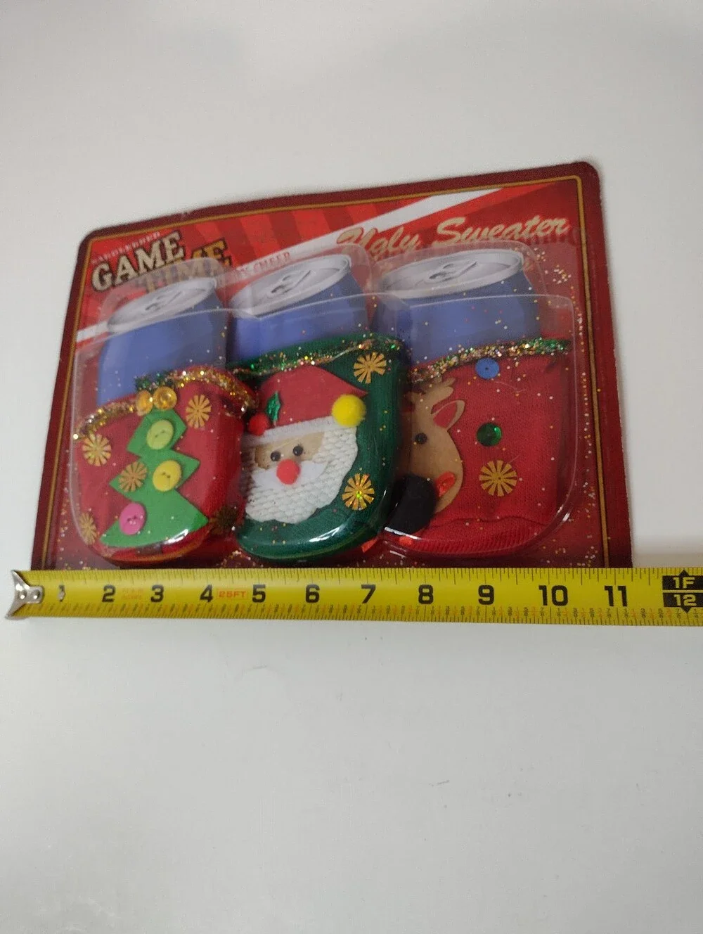 Game Time Red Green Blue Ugly Sweater Can Covers Holiday Set
